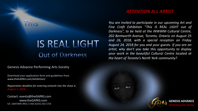 This IS REAL LIGHT Out of Darkness: Art and Fine Craft Exhibition